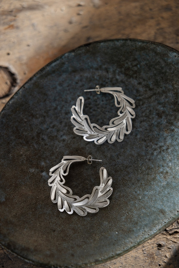 Romarin Large Domed Hoop Earrings