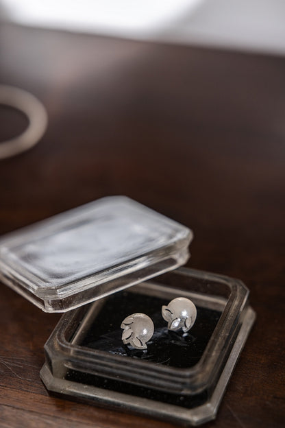 Romarin Domed Leaf Earrings