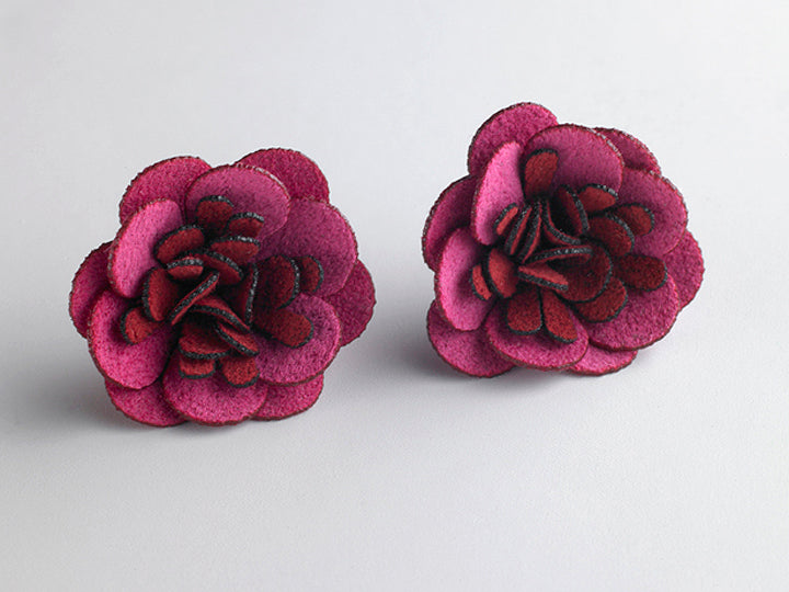 Two-Tone Large Flower Earrings